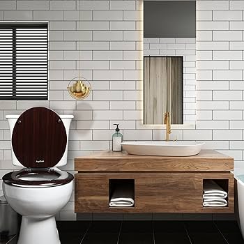 Angol Shiold 細長便座 成形木製便座静かに閉まる Elongated Toilet Seat Molded Wood Toilet Seat with Quietly